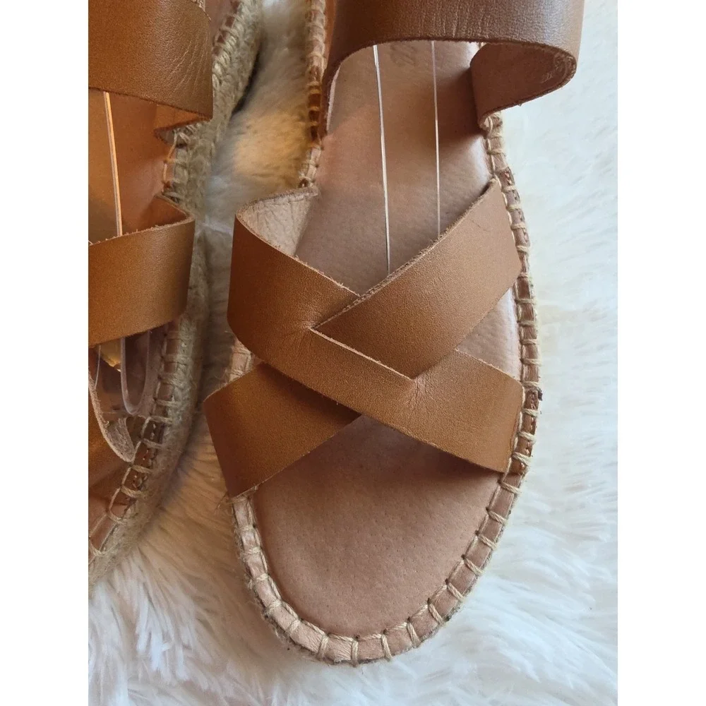 Madewell The Julie Espadrille Sandals in a Brown Leather Crossover Buckle US 9
